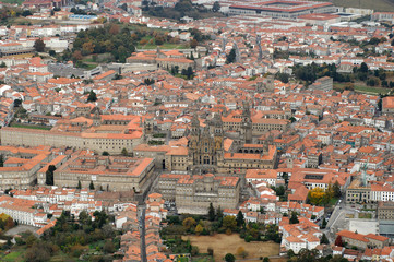 Fototapeta na wymiar aerial image of Santiago de Compostela, Galicia, Spain