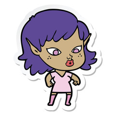 sticker of a pretty cartoon elf girl