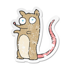 retro distressed sticker of a cartoon mouse