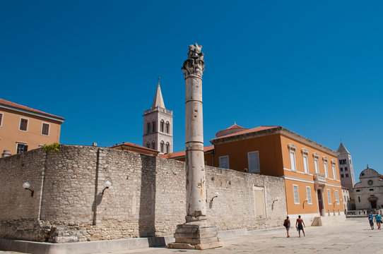 Pillar of Shame, Stup srama, in the historic Forum, Poljana, Zadar, Croatia