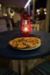 Pizza dinner at restaurant