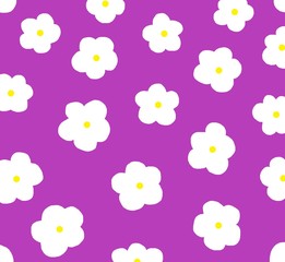 White flowers pattern on purple background