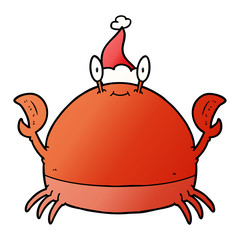 gradient cartoon of a crab wearing santa hat