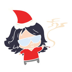 christmas cartoon of kawaii girl