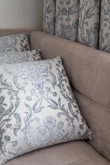 Decorative pillows and curtains of the same fabric