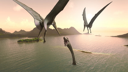 Pteranodons attack sea dragon © Valery