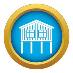 Stilt house icon blue vector isolated on white background for any design