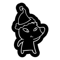 cute cartoon icon of a bear wearing santa hat