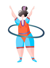 sport workout fitness woman turns hoop characters