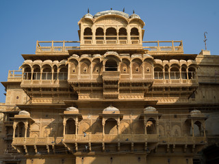 Facade of traditional mansion, Patwon Ki Haveli,Jaisalmer,Rajasthan, India