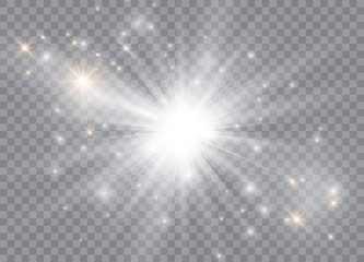 Glow light effect. Star burst with sparkles. Sun. Vector illustration