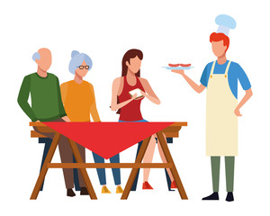 faceless people barbecue table