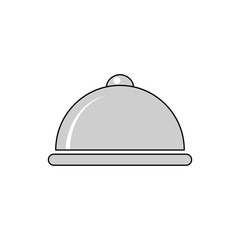 Serving dinner tray for waiter isolated on white background. Logo for restaurant. Vector flat cartoon design