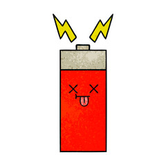 retro grunge texture cartoon battery