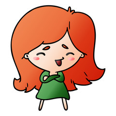 gradient cartoon of a cute kawaii girl