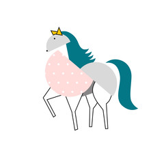 decorative abstract horse icon in trendy modern flat style