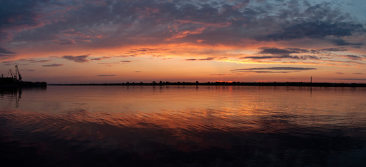 Sunset on the Kama river. Perm