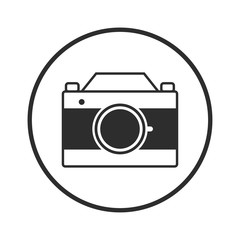 Vintage photo camera isolated on white background. Professional media device icon, concept. Vector flat illustration