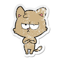 Obraz na płótnie Canvas distressed sticker of a bored cartoon cat