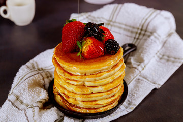 Pancake with fresh strawberries