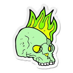 sticker of a cartoon spooky skull