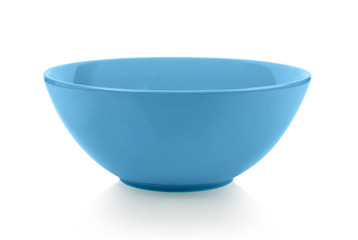 Blue empty bowl isolated on white background