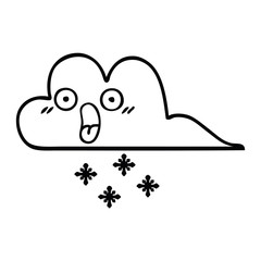 line drawing cartoon shocked snow cloud