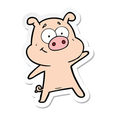 sticker of a happy cartoon pig