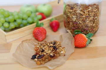 Granola grapes strawberry