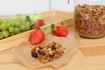 Granola grapes strawberry