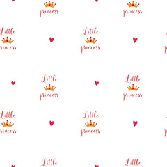 Nursery seamless pattern with little princess text