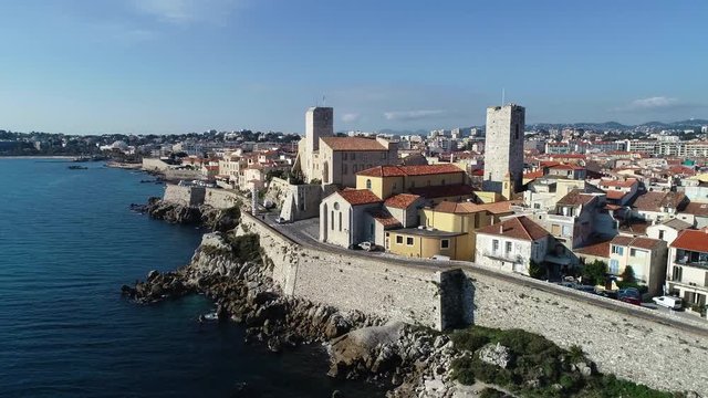 Aerial view of the old city of Antibes on the French Riviera