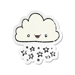 distressed sticker of a cartoon storm cloud