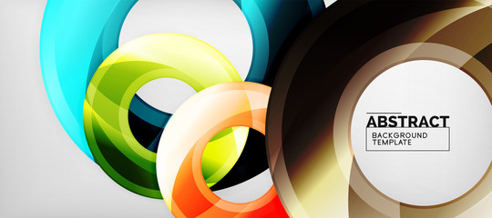 Modern geometric circles abstract background, colorful round shapes with shadow effects