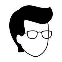 faceless guy glasses in black and white
