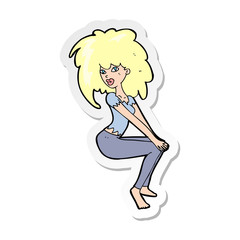 sticker of a cartoon woman with big hair