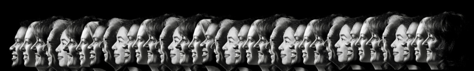 Group of 5 different people in a row