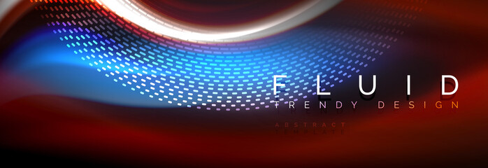 Fluid colors mixing glowing neon wave background, holographic texture