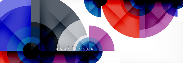 Minimal geometric circles and triangles abstract background, techno modern design, poster template