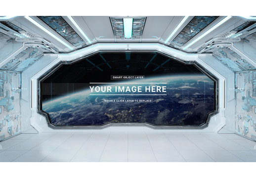 White Spaceship with Window Mockup