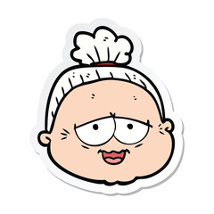 sticker of a cartoon old lady