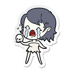sticker of a cartoon crying vampire girl