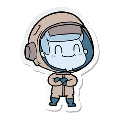 sticker of a happy cartoon astronaut man