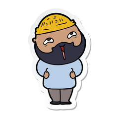 Obraz premium sticker of a cartoon happy bearded man