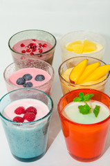 Yogurt with fruits. Healthy smoothies. 