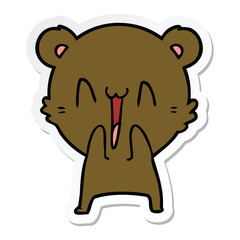 sticker of a happy bear cartoon
