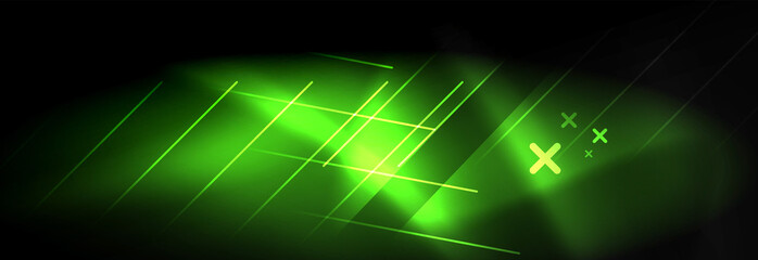 Obraz premium Neon glowing techno lines, hi-tech futuristic abstract background template with lines