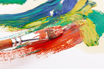 Obraz premium Paint brushes and paints for drawing.