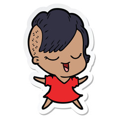 sticker of a happy cartoon girl