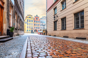 Old street in the centre of Gdansk near the Long Market, no people